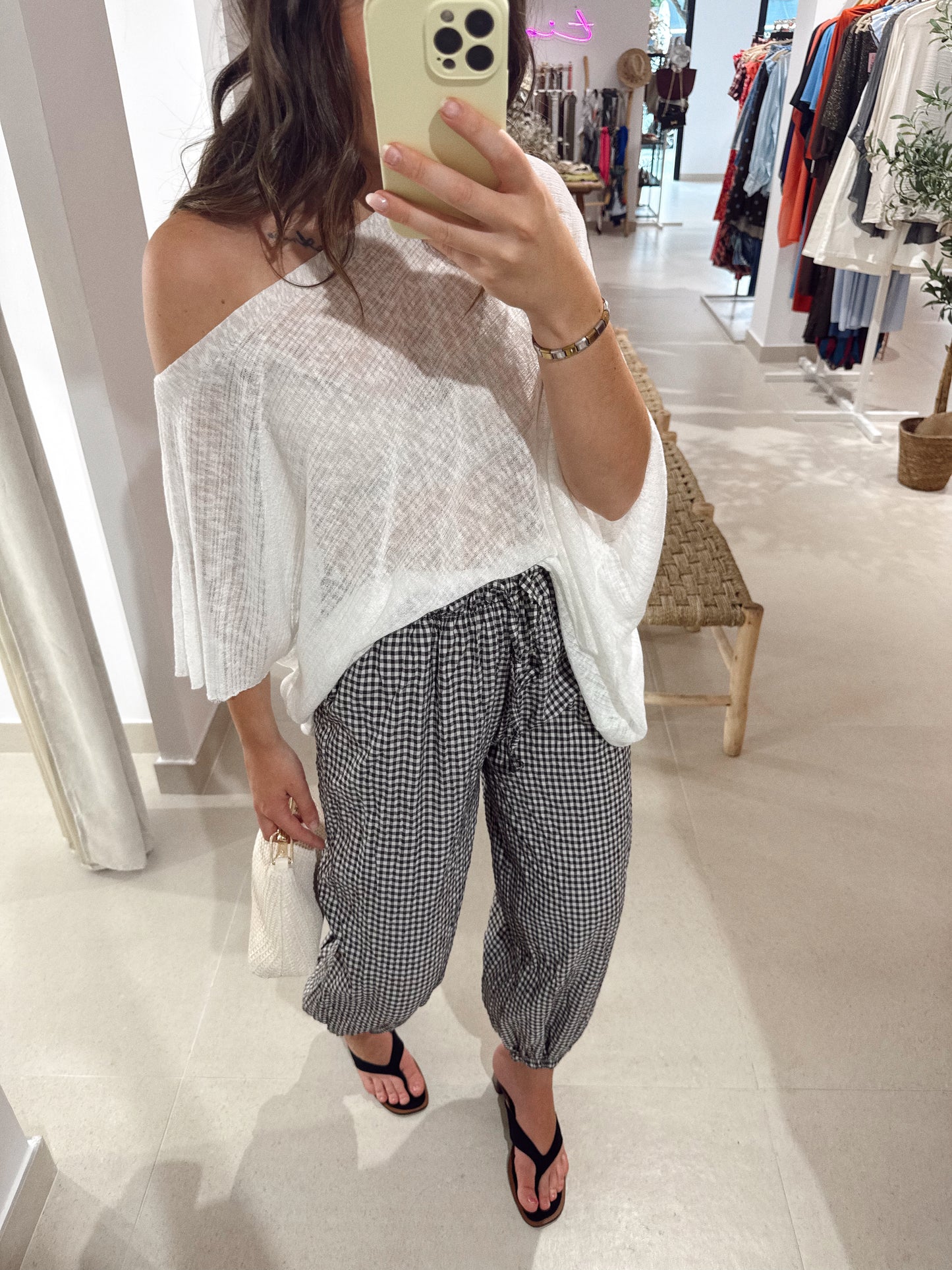 PANTALÓN BOMBACHO VICHY NEGRO