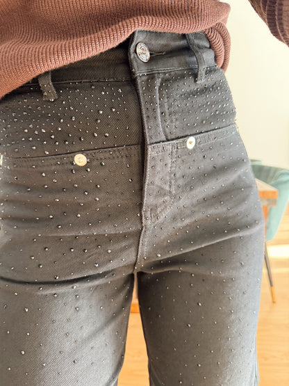 JEANS BLACK BRILLO BOTONES