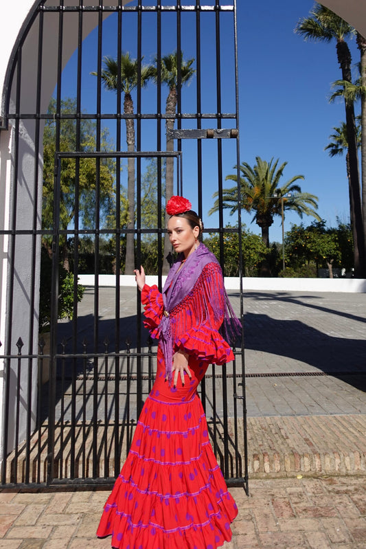 VESTIDO FLAMENCA CATALINA ROJO/MORADO