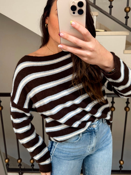 JERSEY LÍNEAS MARRÓN CELESTE