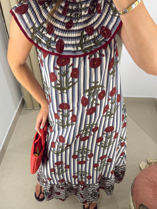 VESTIDO MILA RAYAS/FLOR