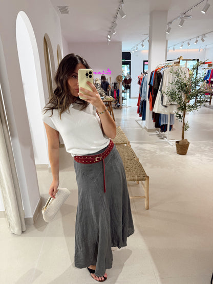 FALDA NOELIA LINO GRIS