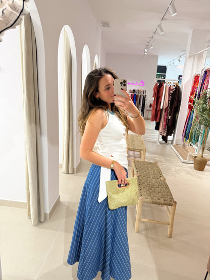 FALDA CORTES DENIM RAYAS