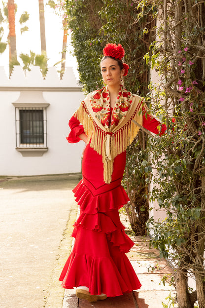 VESTIDO ROMINA ROJO CINTA ROJA