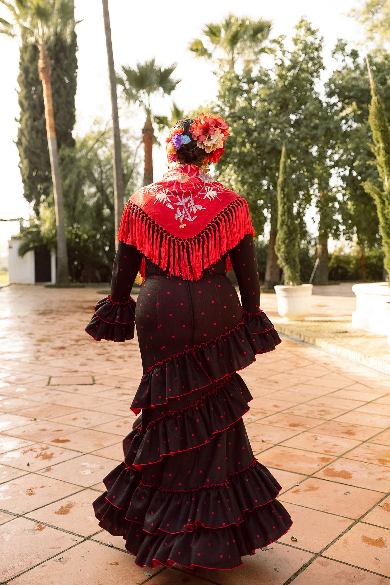 VESTIDO CARMEN negro/rojo