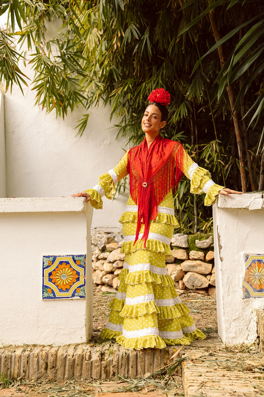 VESTIDO SEVILLA LIMA/BLANCO  ENTREDOS BLANCO