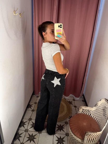 JEANS BLACK ESTRELLA PLATA