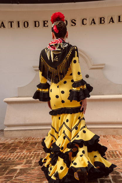 VESTIDO CANASTERA Amarillo/negro