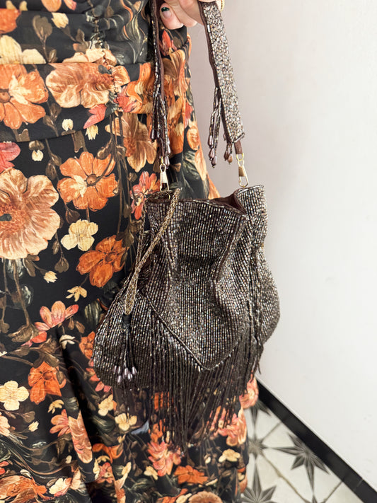 BOLSO BOMBONERA PEDRERÍA MARRÓN