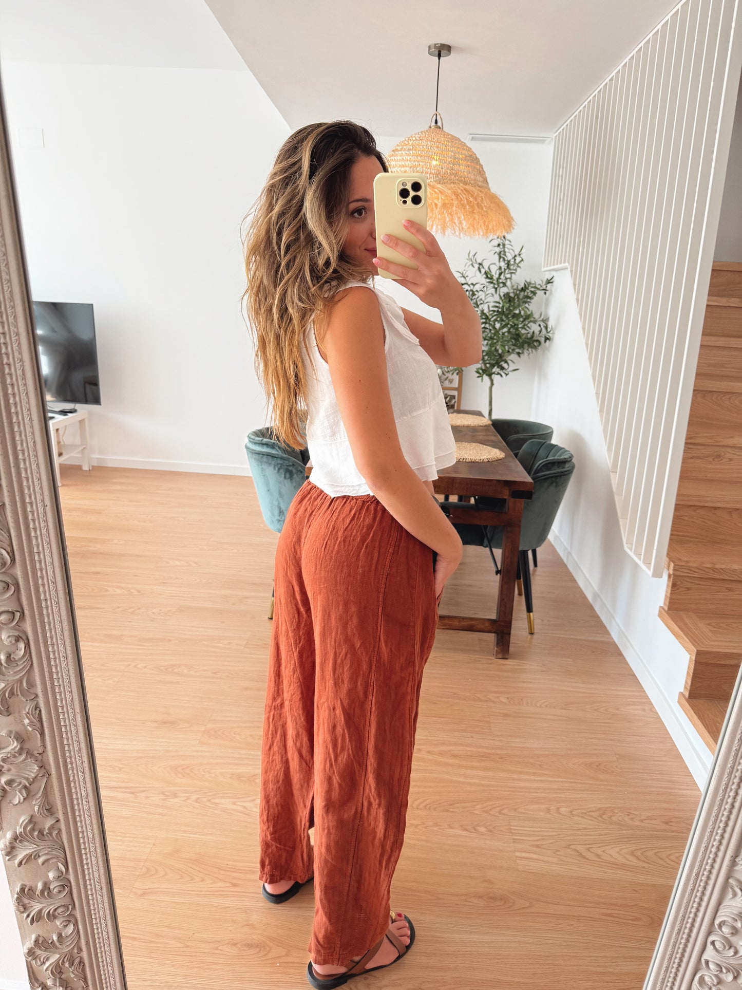 PANTALÓN MOM TEJA LINO