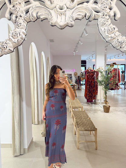 VESTIDO PALMERITAS AZUL