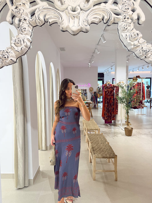 VESTIDO PALMERITAS AZUL