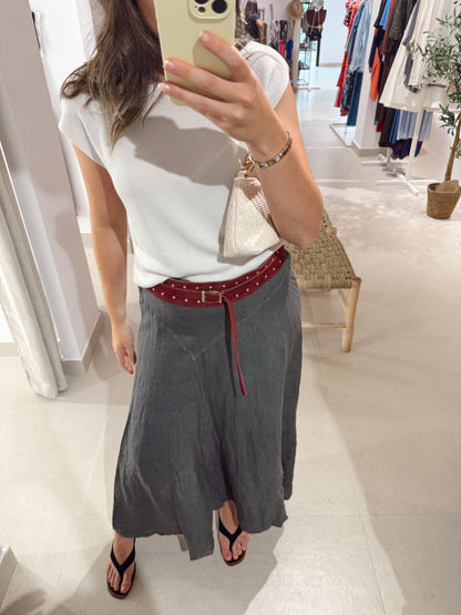 FALDA NOELIA LINO GRIS