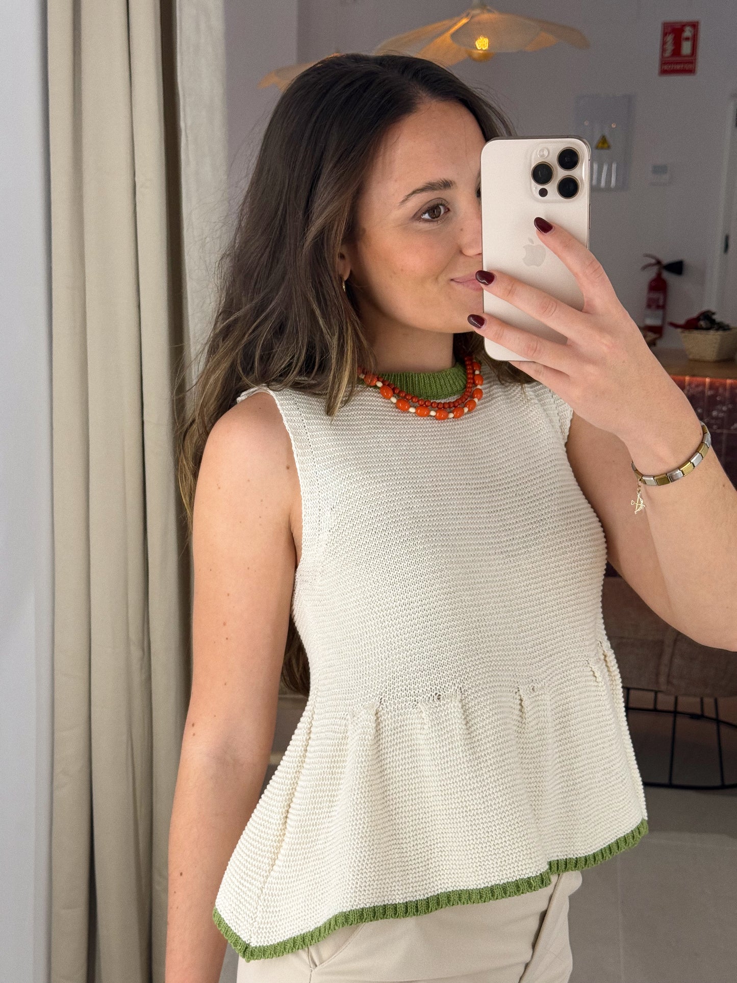 TOP CROCHET BEIGE/OLIVA