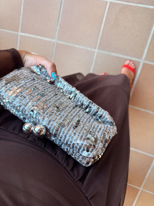 BOLSO LENTEJUELA PLATA OSCURA