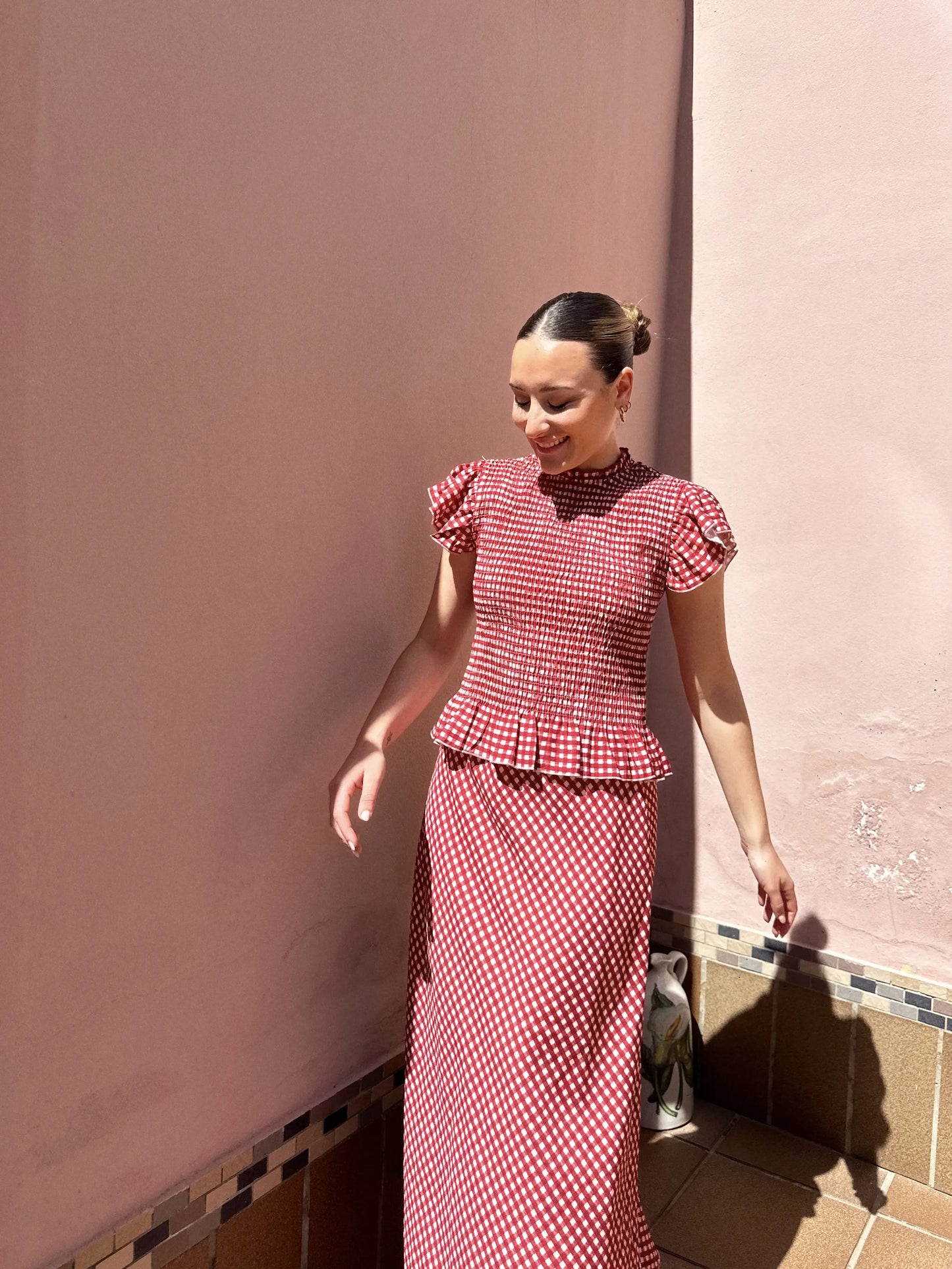 FALDA TALÍA VICHY ROJO