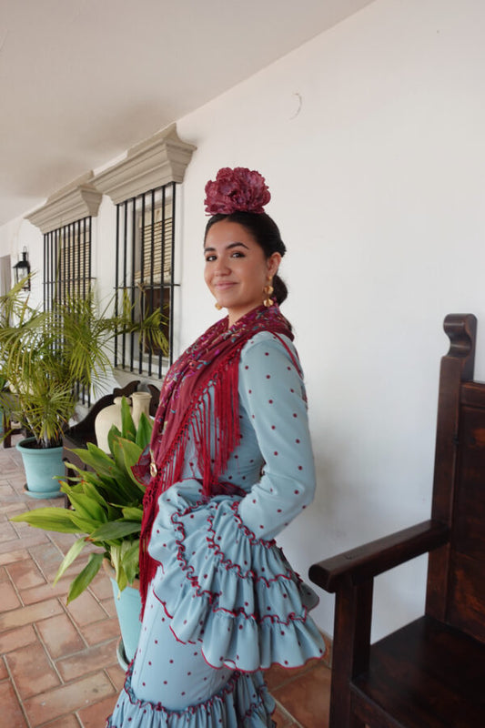 VESTIDO FLAMENCA MARISOL AGUA BURDEOS