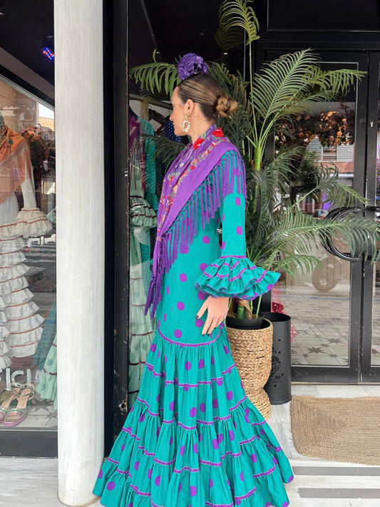 VESTIDO FLAMENCA CATALINA VERDE MORADO