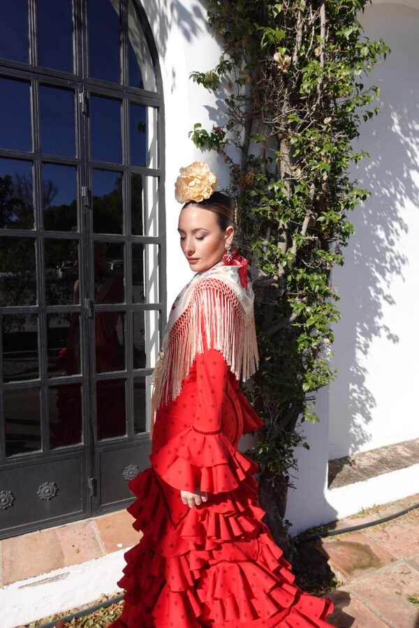 VESTIDO FLAMENCA JIMENA ROJO lunar burdeos - Imagen 2