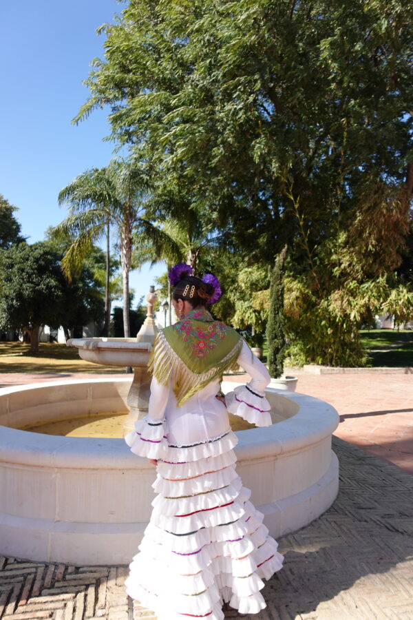 VESTIDO FLAMENCA LOLA BLANCO cintas colores - Imagen 2