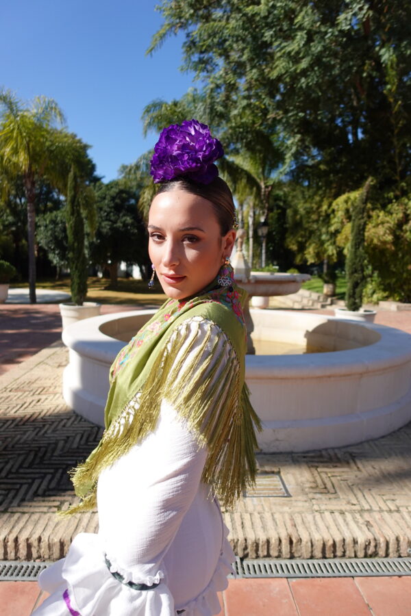 VESTIDO FLAMENCA LOLA BLANCO cintas colores - Imagen 4