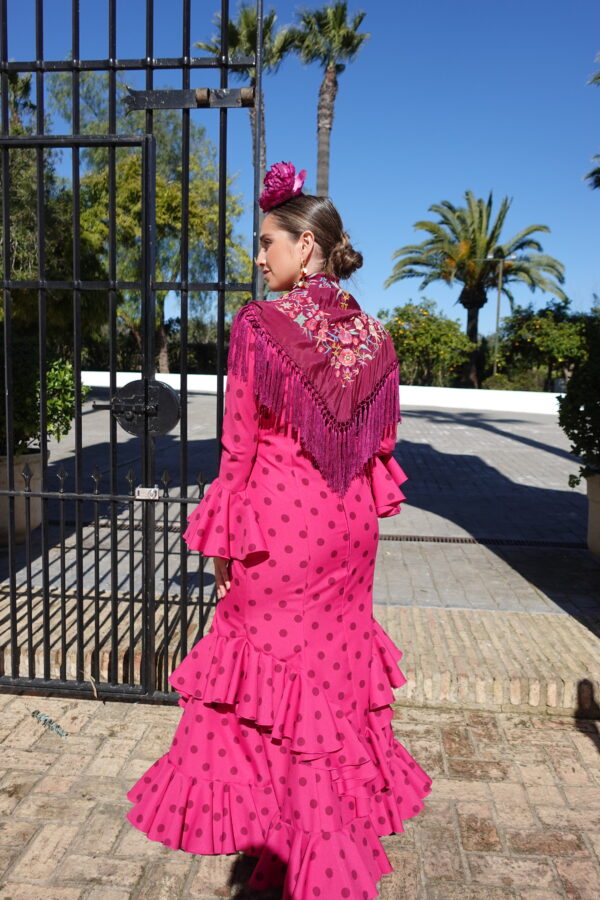 VESTIDO FLAMENCA CLEMENTINA buganvilla con lunar berenjena - Imagen 2