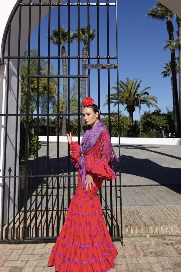 VESTIDO FLAMENCA CATALINA ROJO/MORADO