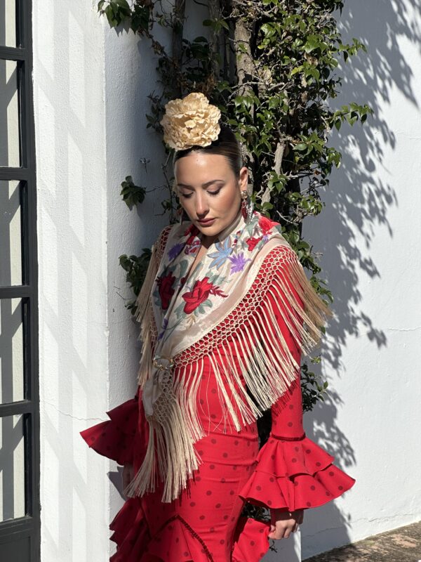 VESTIDO FLAMENCA JIMENA ROJO lunar burdeos - Imagen 3