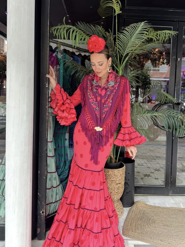 VESTIDO FLAMENCA CATALINA CORAL ROSA - Imagen 2